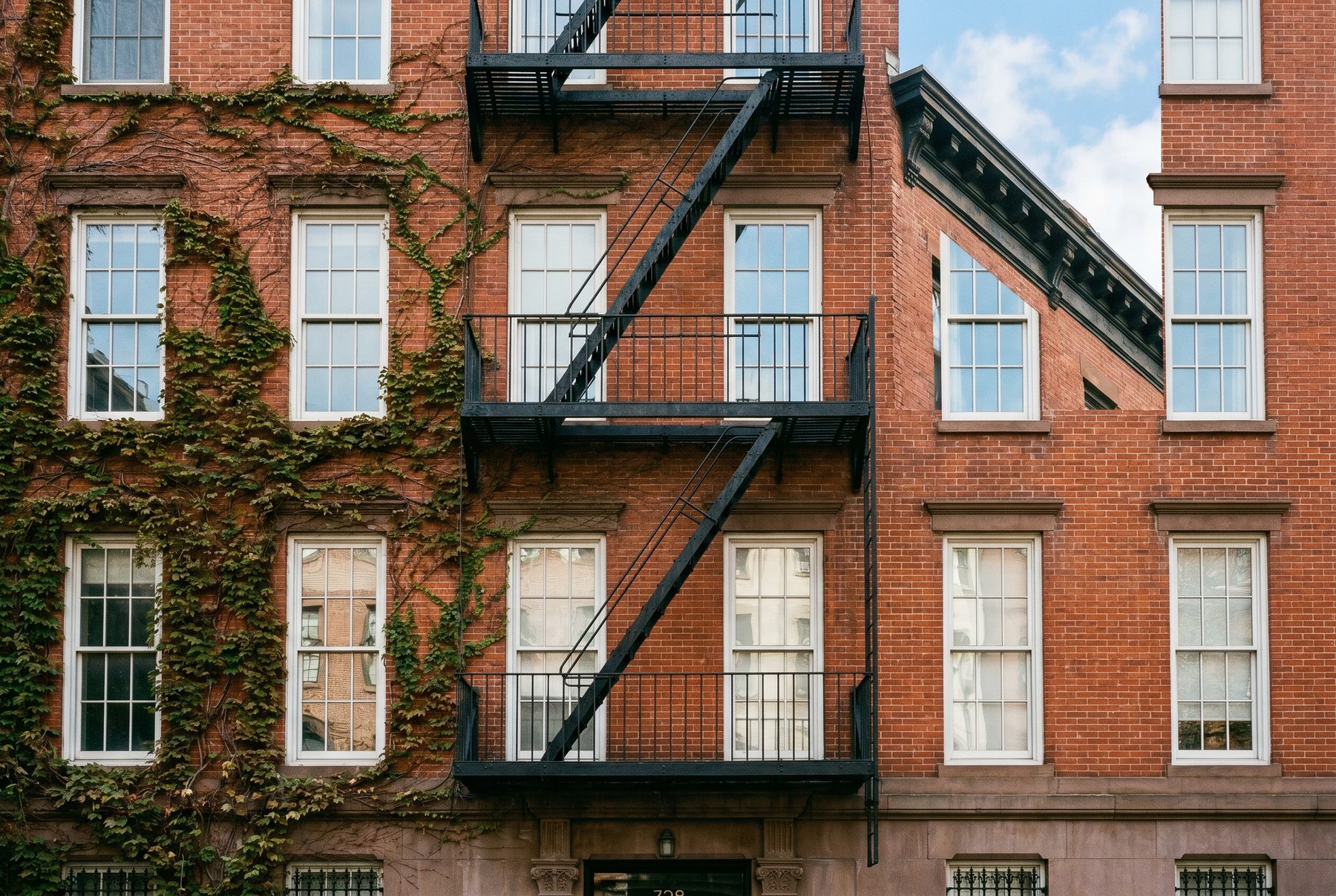 Brick building exterior in Chelsea, Manhattan